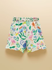 Joules Girls' Daisy Cream Jersey Frill Shorts - Image 2 of 4