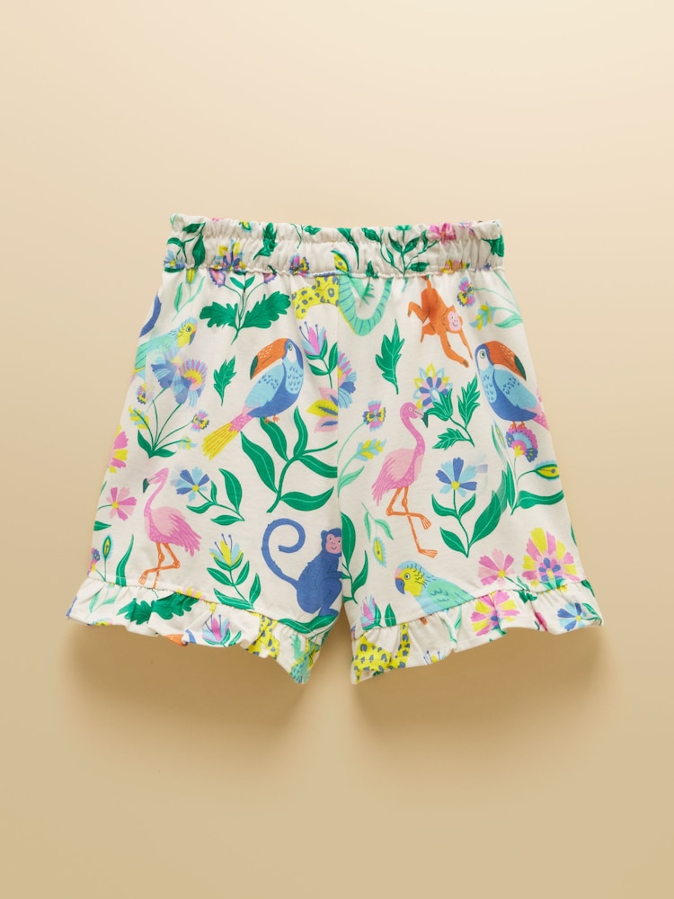 Joules Girls' Daisy Cream Jersey Frill Shorts - Image 2 of 4