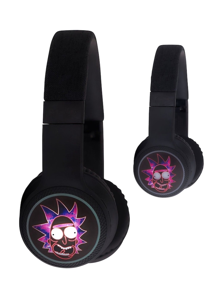 Rick and Morty Black Green Light Up Bluetooth Headphones - Image 2 of 4