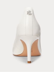 Lauren Ralph Lauren White Lanette Leather Heel Court Shoes - Image 2 of 4