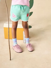 Joules Girls' Summerdays Green Loopback Embroidered Sweat Shorts - Image 1 of 7