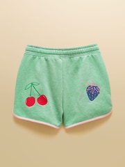 Joules Girls' Summerdays Green Loopback Embroidered Sweat Shorts - Image 3 of 7