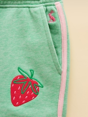 Joules Girls' Summerdays Green Loopback Embroidered Sweat Shorts - Image 5 of 7