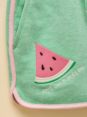 Joules Girls' Summerdays Green Loopback Embroidered Sweat Shorts - Image 6 of 7