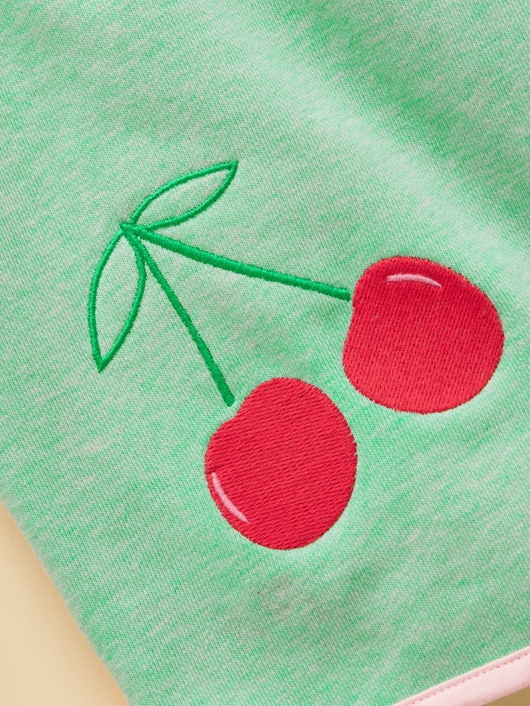 Joules Girls' Summerdays Green Loopback Embroidered Sweat Shorts - Image 7 of 7