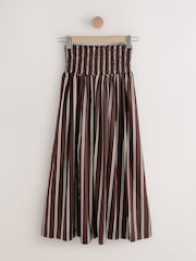 Chocolate Brown Stripe Shirred Maxi Skirt - Image 1 of 3