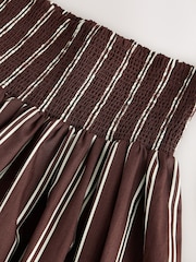 Chocolate Brown Stripe Shirred Maxi Skirt - Image 2 of 3