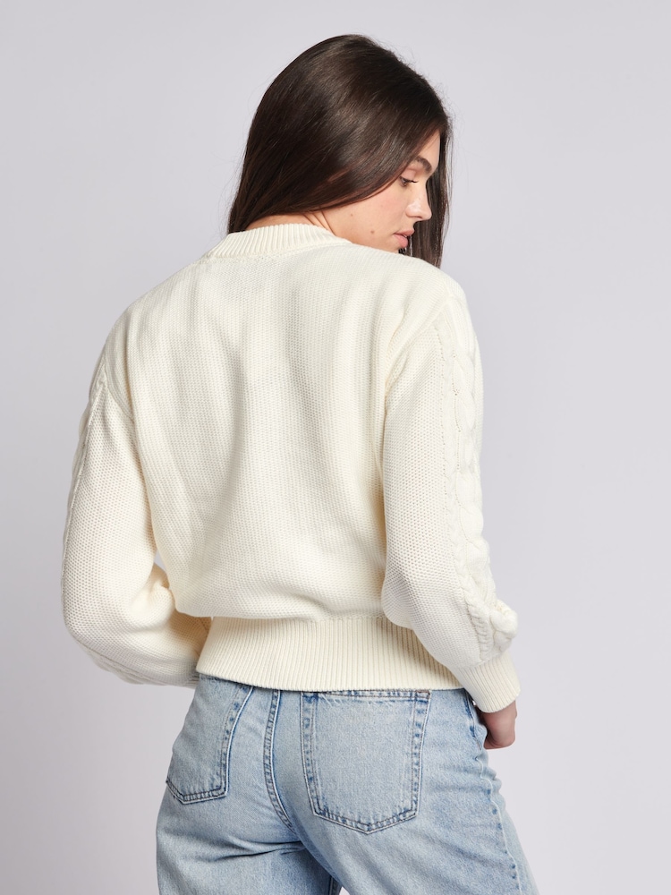 U.S. Polo Assn. Cream Multi Cable Knit Jumper - Image 2 of 7 U.S. Polo Assn. Cream Multi Cable Knit Jumper - Image 2 of 7