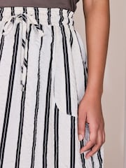 Ecru/marineblauw gestreept - Crinkle Textured Midi Skirt - Afbeelding 4 van 7