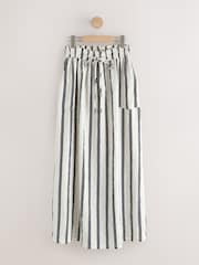 Ecru/marineblauw gestreept - Crinkle Textured Midi Skirt - Afbeelding 5 van 7