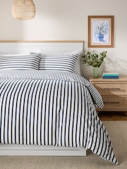Navy Pinstripe Duvet Cover and Pillowcase Set - Image 2 of 6
