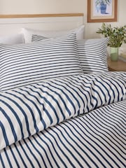 Navy Pinstripe Duvet Cover and Pillowcase Set - Image 3 of 6