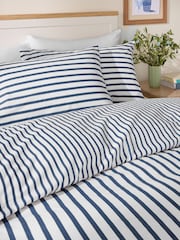 Navy Pinstripe Duvet Cover and Pillowcase Set - Image 4 of 6