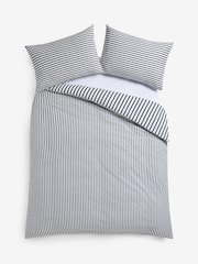Navy Pinstripe Duvet Cover and Pillowcase Set - Image 6 of 6