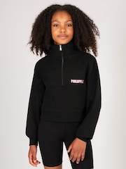 Pineapple Black Girls Half Zip Black Hoodie - Image 1 of 5