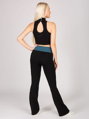 Pineapple Black Womens Contrast Band Bootcut Jersey Trousers - Image 4 of 4
