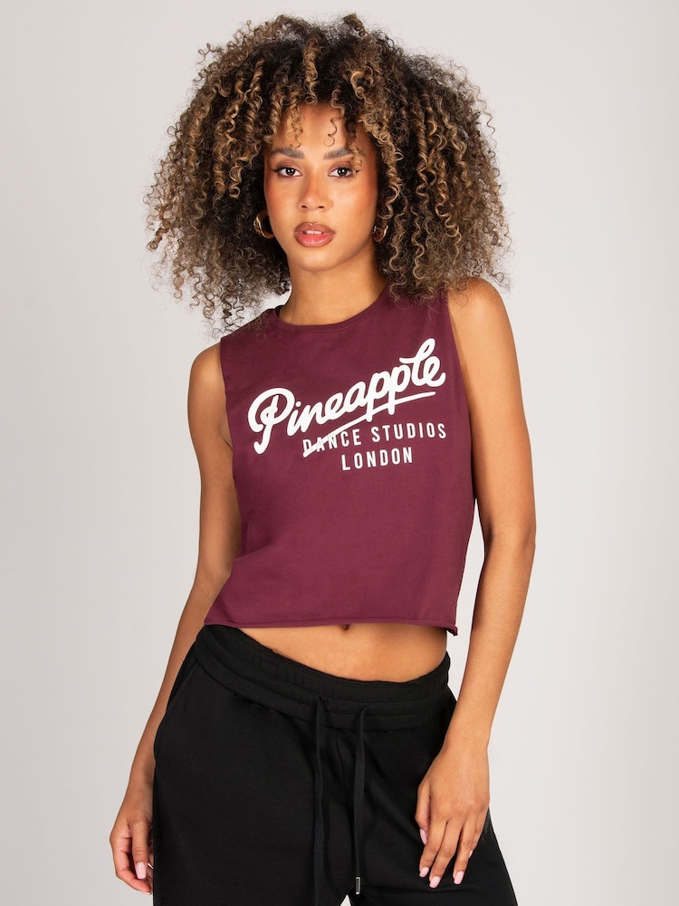Pineapple Red Sleeveless Crop T-Shirt - Image 1 of 6 Pineapple Red Sleeveless Crop T-Shirt - Image 1 of 6