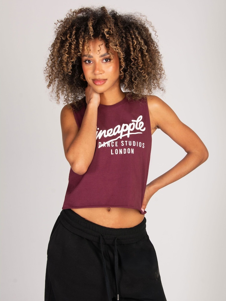 Pineapple Red Sleeveless Crop T-Shirt - Image 2 of 6 Pineapple Red Sleeveless Crop T-Shirt - Image 2 of 6