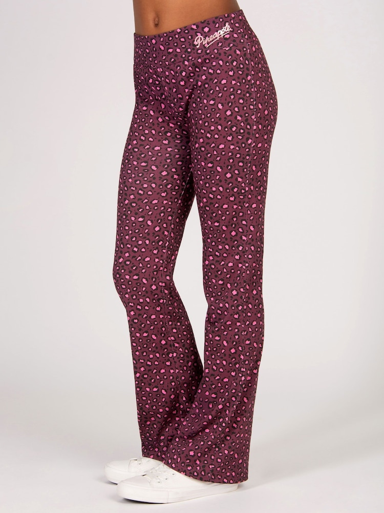 Pineapple Animal Girls Leopard Print Jersey Flare Trousers - Image 1 of 6