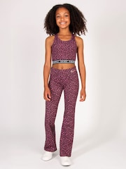 Pineapple Animal Girls Leopard Print Jersey Flare Trousers - Image 2 of 6