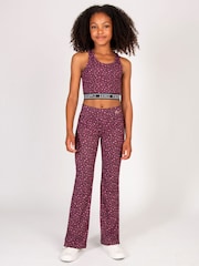 Pineapple Animal Girls Leopard Print Jersey Flare Trousers - Image 4 of 6