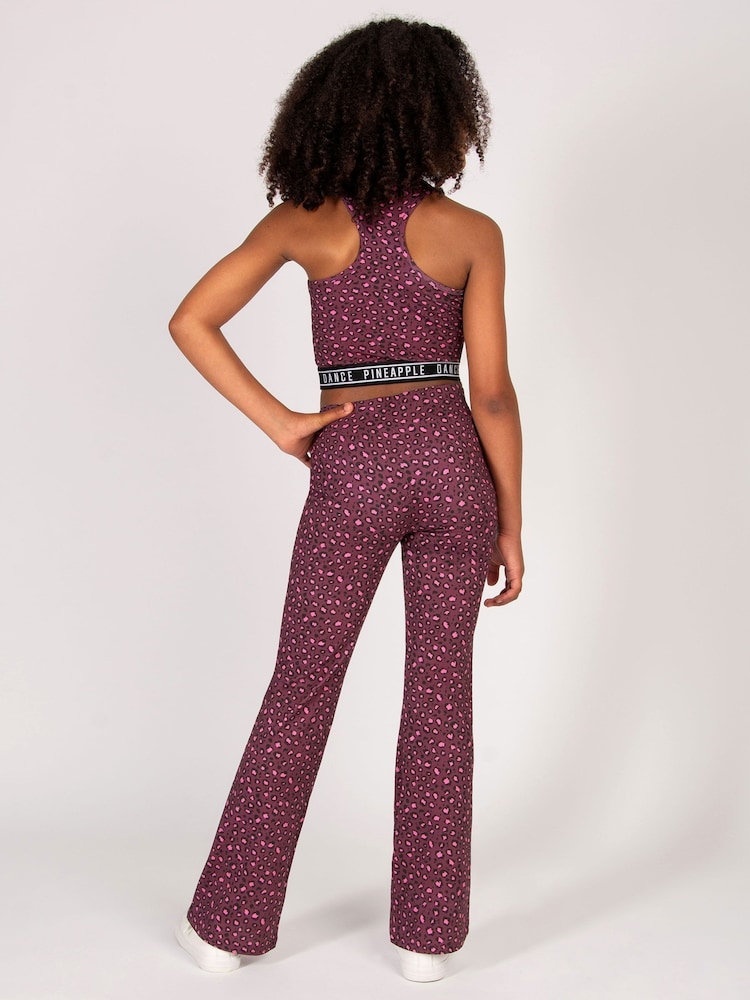 Pineapple Animal Girls Leopard Print Jersey Flare Trousers - Image 6 of 6