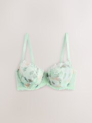 Green Print Padded Balcony Premium Swiss Embroidery Bra - Image 6 of 8
