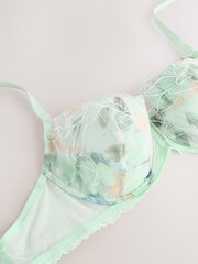 Green Print Padded Balcony Premium Swiss Embroidery Bra - Image 7 of 8