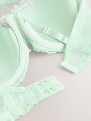 Green Print Padded Balcony Premium Swiss Embroidery Bra - Image 8 of 8
