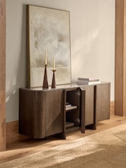 Dark Natural N. Premium Aviano Veneer Marble Large Sideboard - Image 3 of 12