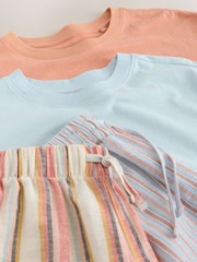 Blue/Orange Woven Stripe Short Sleeve Pyjamas Set 2 Pack - Image 7 of 7
