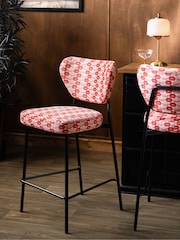 Rockett St George Lips Print Deep Red & Peach Perfect Fixed Height Bar Stool - Image 1 of 9