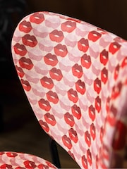 Rockett St George Lips Print Deep Red & Peach Perfect Fixed Height Bar Stool - Image 2 of 9
