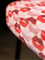 Rockett St George Lips Print Deep Red & Peach Perfect Fixed Height Bar Stool - Image 3 of 9