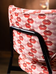 Rockett St George Lips Print Deep Red & Peach Perfect Fixed Height Bar Stool - Image 5 of 9