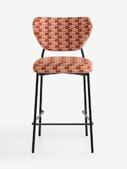 Rockett St George Lips Print Deep Red & Peach Perfect Fixed Height Bar Stool - Image 6 of 9