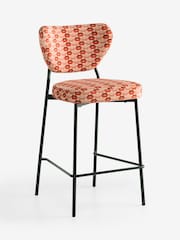 Rockett St George Lips Print Deep Red & Peach Perfect Fixed Height Bar Stool - Image 7 of 9