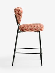 Rockett St George Lips Print Deep Red & Peach Perfect Fixed Height Bar Stool - Image 8 of 9