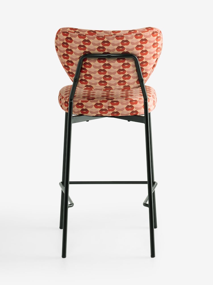 Rockett St George Lips Print Deep Red & Peach Perfect Fixed Height Bar Stool - Image 9 of 9 Rockett St George Lips Print Deep Red & Peach Perfect Fixed Height Bar Stool - Image 9 of 9