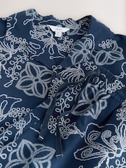 أزرق داكن أزرق - Jacquard Pattern Short Sleeve Co-Ord Pyjamas - Image 10 of 11