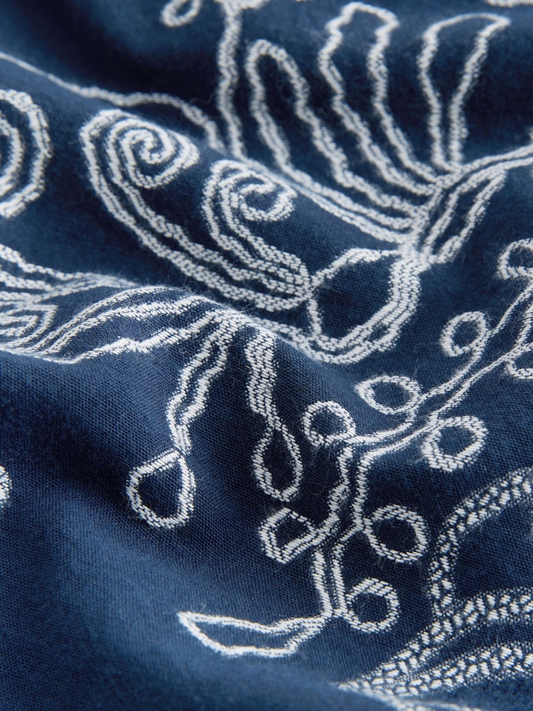 أزرق داكن أزرق - Jacquard Pattern Short Sleeve Co-Ord Pyjamas - Image 11 of 11