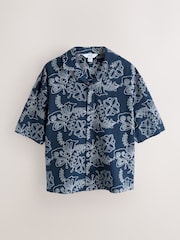 أزرق داكن أزرق - Jacquard Pattern Short Sleeve Co-Ord Pyjamas - Image 8 of 11