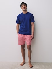 Red/Blue Printed Short Sleeve Woven Pyjamas Set - Image 1 of 11