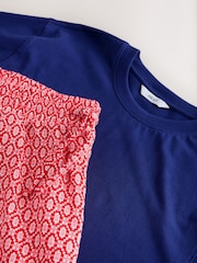 Red/Blue Printed Short Sleeve Woven Pyjamas Set - Image 11 of 11