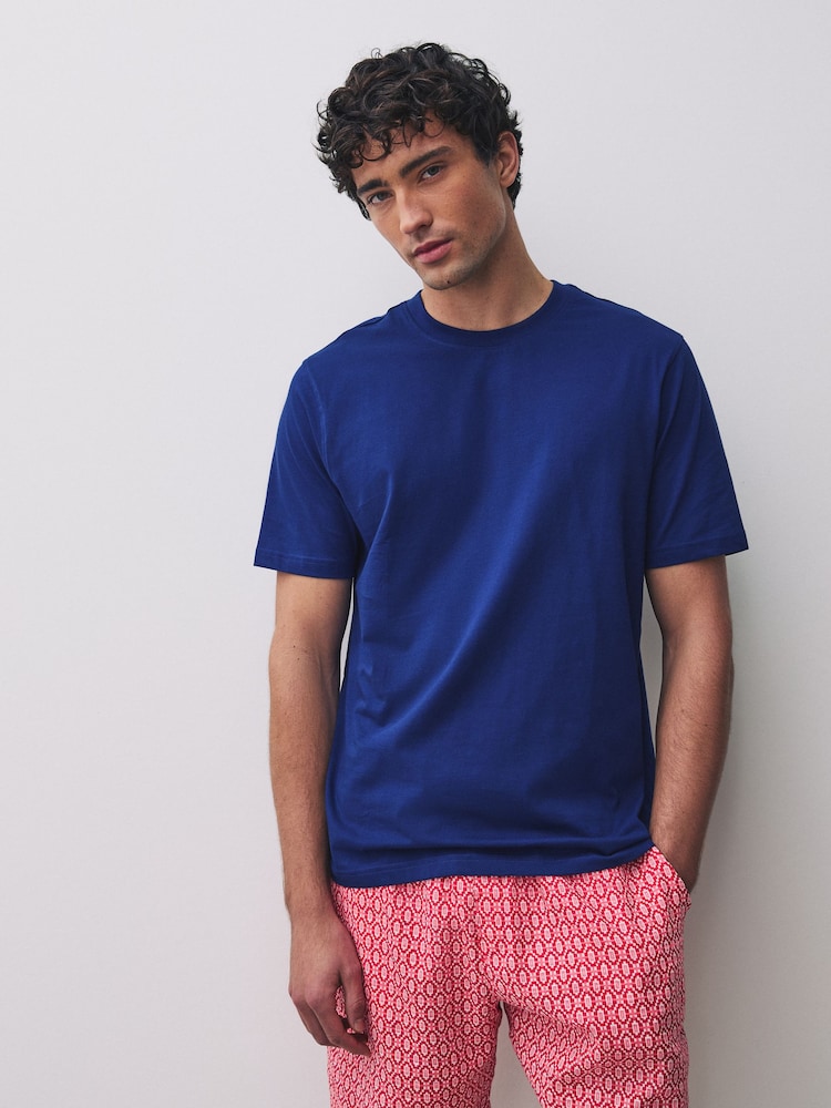 Red/Blue Printed Short Sleeve Woven Pyjamas Set - Image 2 of 11