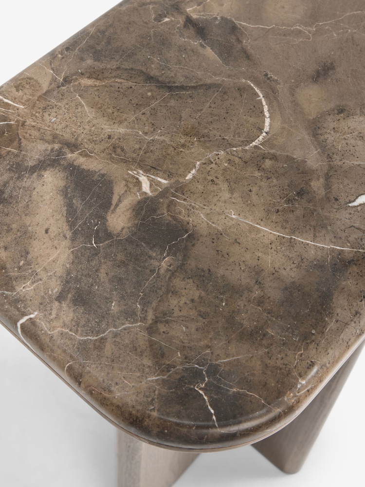 Dark Natural N. Premium Aviano Oak Veneer Marble Console Table - Image 8 of 8 Dark Natural N. Premium Aviano Oak Veneer Marble Console Table - Image 8 of 8