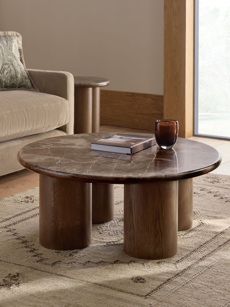 Dark Natural N. Premium Aviano Oak Veneer Marble Large Coffee Table - Image 1 of 9 Dark Natural N. Premium Aviano Oak Veneer Marble Large Coffee Table - Image 1 of 9