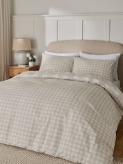 Natural Tufted Floral Gingham Cotton Duvet Cover and Pillowcase Set - Image 2 of 6