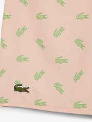 Lacoste Pink Mid Length Crocodile Print Swim Shorts - Image 3 of 5