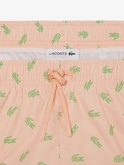 Lacoste Pink Mid Length Crocodile Print Swim Shorts - Image 4 of 5